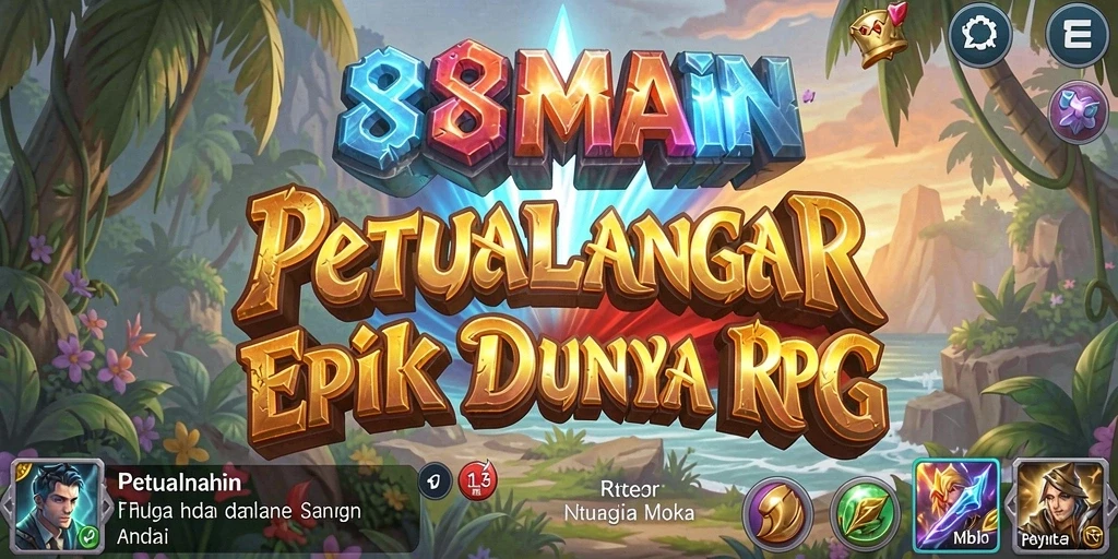 Tangkapan layar utama 88MAIN menunjukkan pertempuran mendebarkan di dunia RPG.