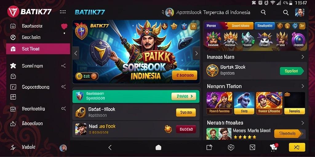 Tampilan antarmuka menarik BATIK77 saat taruhan olahraga.