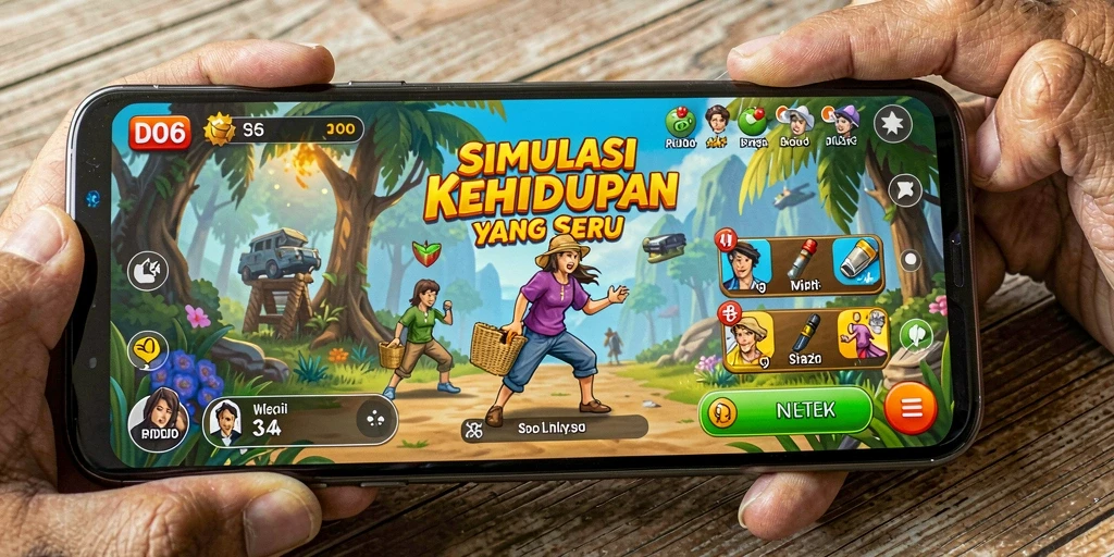 Tampilan gameplay D06 yang menarik dengan berbagai aktivitas simulasi.