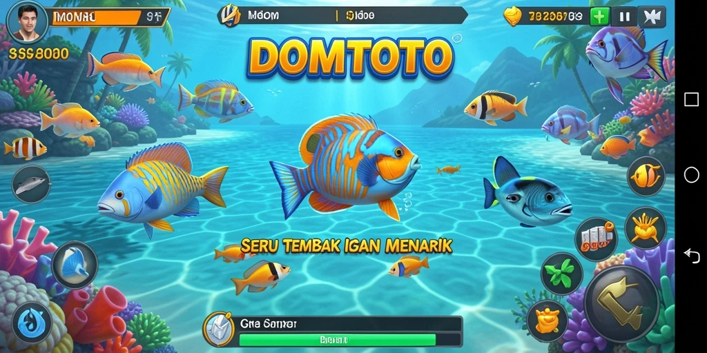 Tampilan layar gameplay seru dari DOMTOTO saat menangkap ikan.