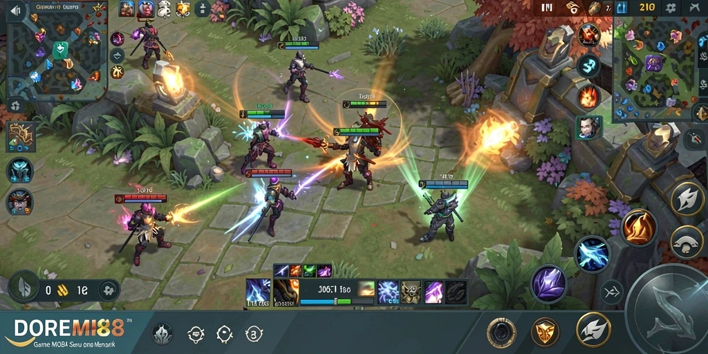 Gameplay seru DOREMI88 dengan aksi MOBA yang mendebarkan.