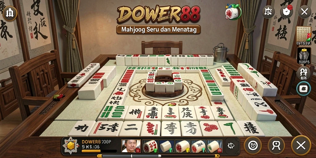 Screenshot DOWER88 menampilkan aksi seru dalam permainan Mahjong.