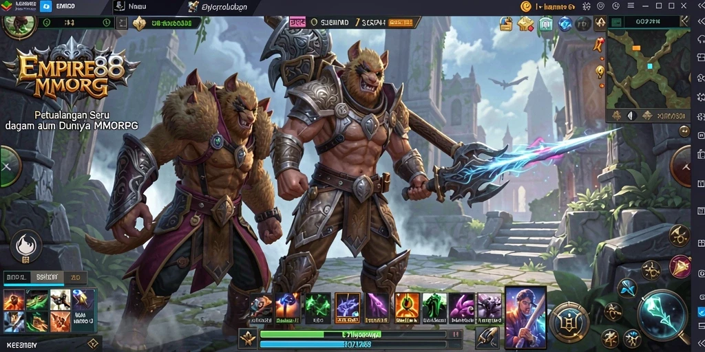 Screenshot gameplay EMPIRE88 yang menunjukkan aksi pertarungan seru dalam dunia MMORPG.