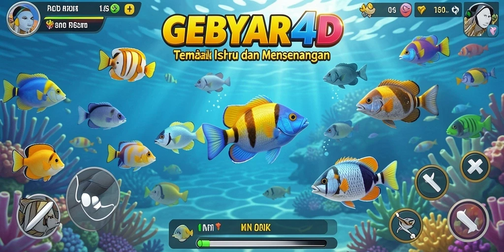 Screenshot gameplay GEBYAR4D menunjukkan momen menembak ikan yang seru.