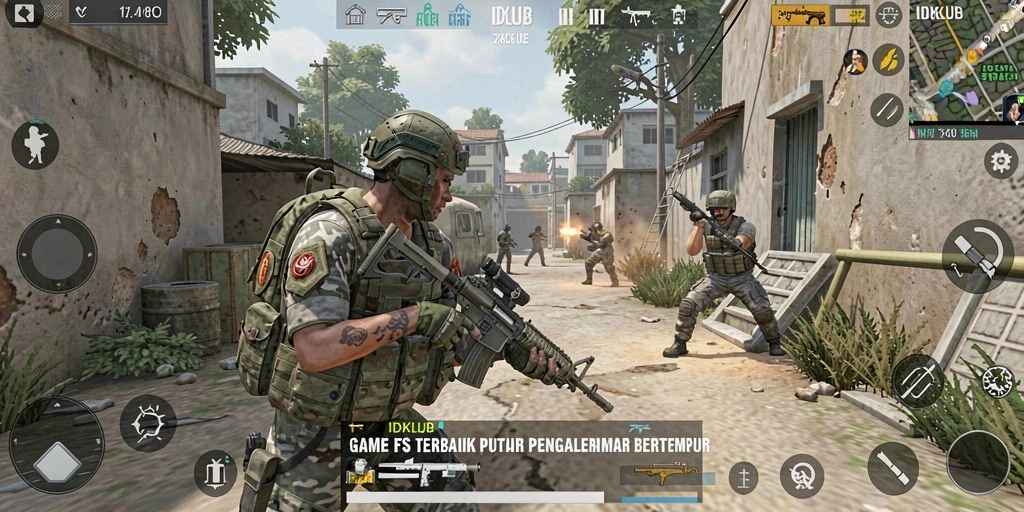 Screenshot utama menampilkan aksi mendebarkan dalam gameplay FPS.