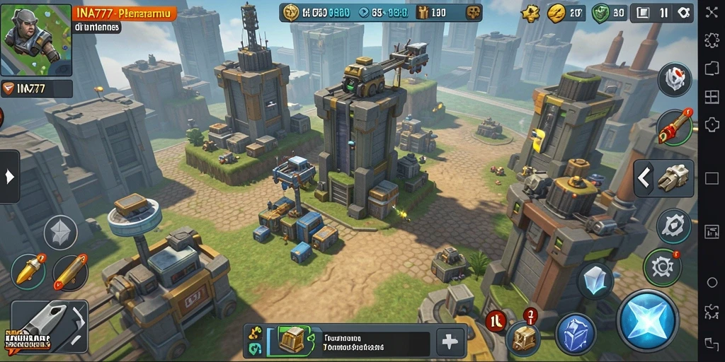 Tampilan gameplay menegangkan di dunia Tower Defense INA777.