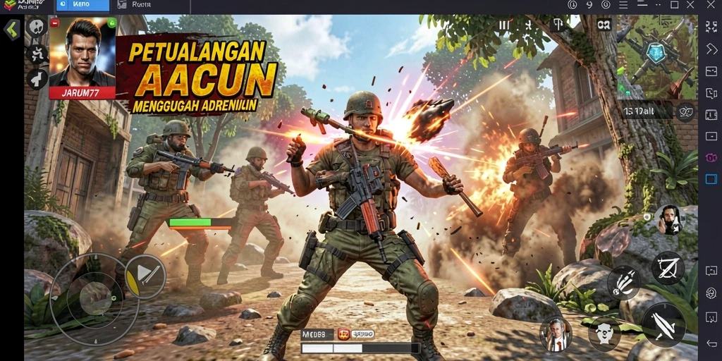 Tampilan gameplay intens dan menegangkan dari JARUM77.