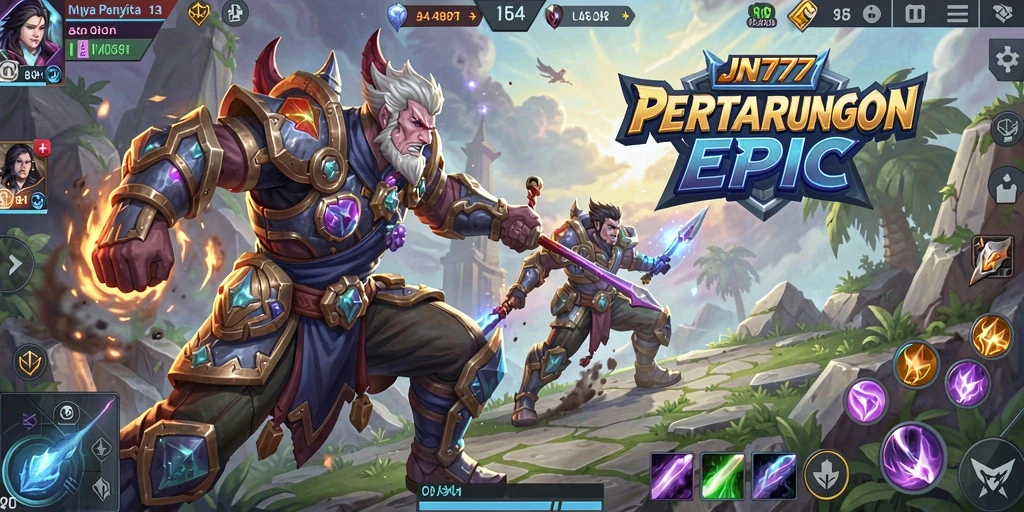 Screenshot gameplay intens dari JNT777 dalam pertandingan MOBA.