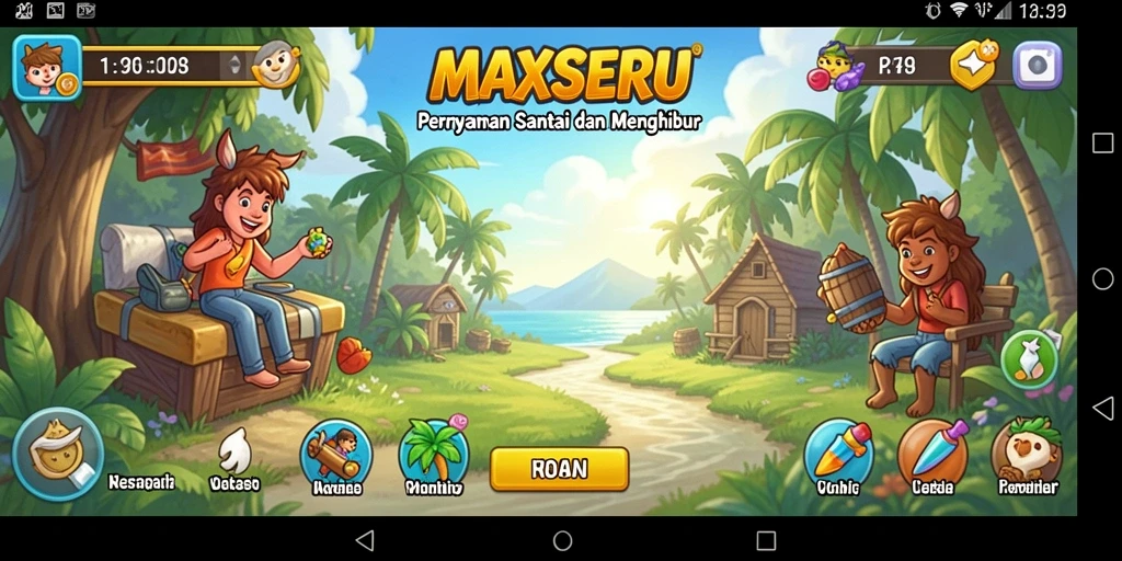 Tangkapan layar gameplay MAXSERU yang penuh warna dan mengasyikkan.