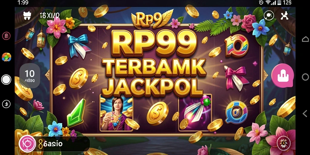 Tampilan gameplay seru dari RP99 yang menampilkan berbagai tema slot.