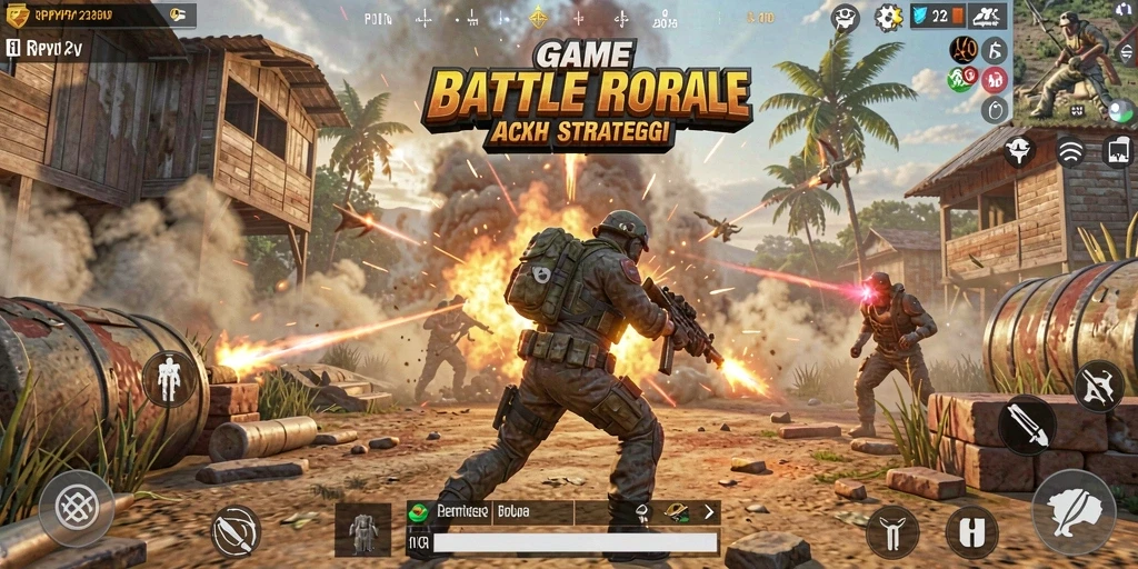 Gameplay mendebarkan di arena pertarungan Battle Royale.