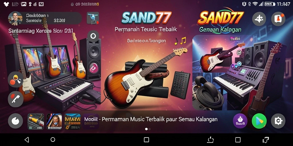 Tampilan gameplay SAND77 yang menarik dengan berbagai alat musik.