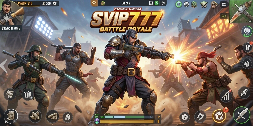 Tangkapan layar gameplay menegangkan dari SVIP777 di medan Battle Royale.